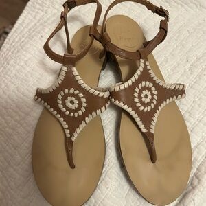 Jack Rogers Tan Sandals with Cream Accents